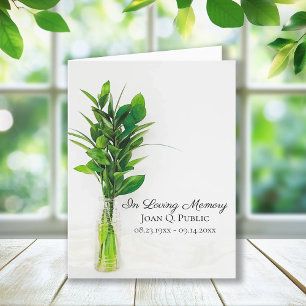 Greenery in Vase Funeral Memorial Sympathy Thank You Card