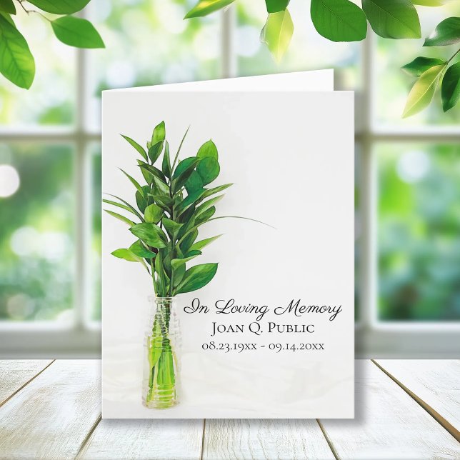 Greenery in Vase Funeral Memorial Sympathy Thank You Card (Creator Uploaded)
