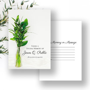 Greenery in Vase Share a Memory Funeral Keepsake Card