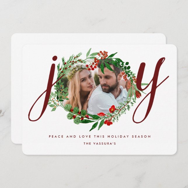 Greenery Joy Photo Holiday Card (Front/Back)