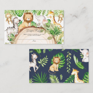 Greenery Jungle Animals Baby Shower Diaper Raffle Enclosure Card