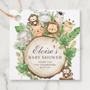 Greenery Jungle Animals Baby Shower Thank You Favour Tags