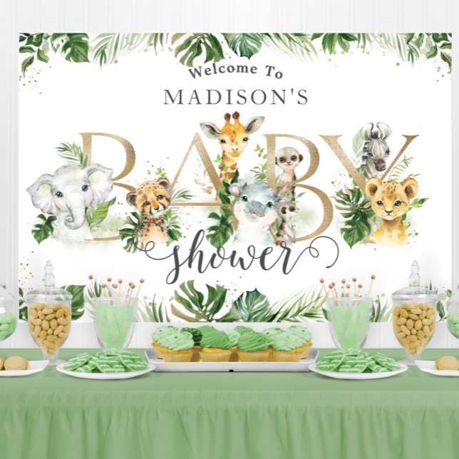 Greenery Jungle Animals Baby Shower Welcome Banner (Creator Uploaded)