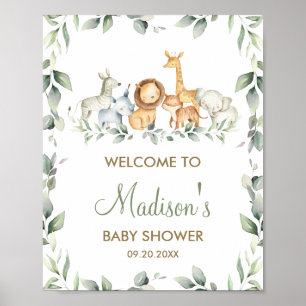 Greenery Jungle Animals Baby Shower Welcome Sign