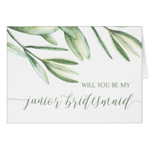 Greenery Junior Bridesmaid Wedding Day Card