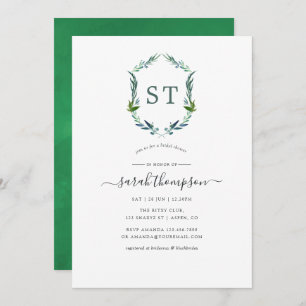 Greenery Laurel Crest Bridal Shower Invitation