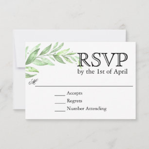 Greenery Laurel Wreath Wedding RSVP Card