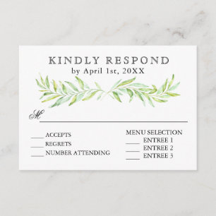 Greenery Laurel Wreath Wedding RSVP Card