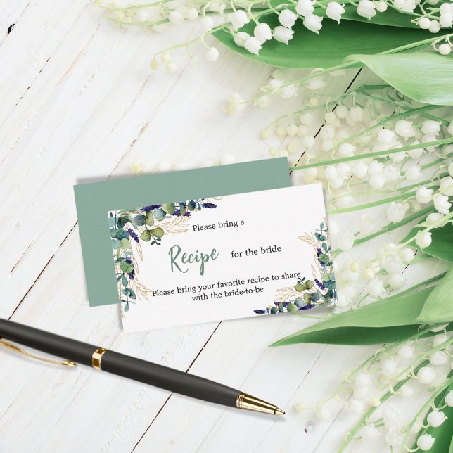 Greenery lavender recipe Bridal Shower Enclosure Card (Creator Uploaded)