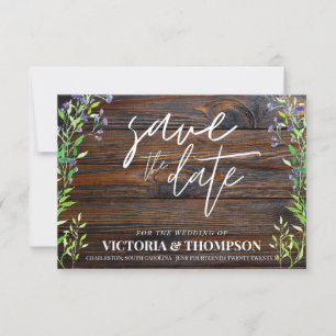 Greenery Lavender Wood Rustic Wedding Save The Date