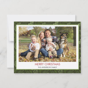 Greenery Leaf Modern Simple Merry Christmas Holiday Card