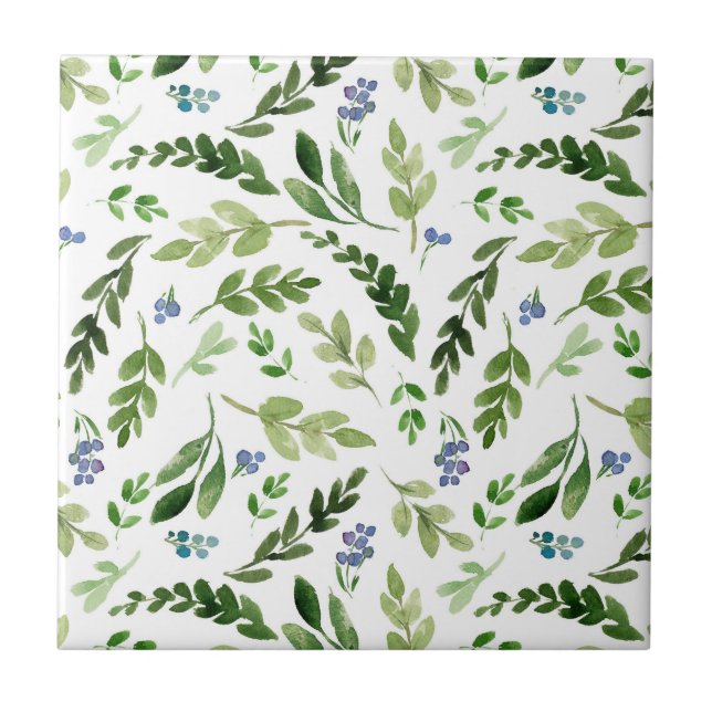Greenery Leaf Pattern Modern Simple Cute Ceramic Tile (Front)