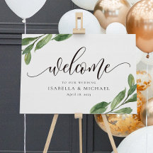 Greenery Leaf Wedding Welcome Sign