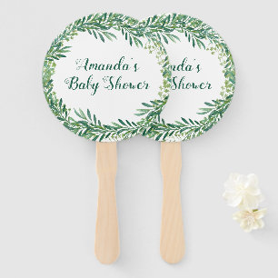 Greenery Leaves Baby Shower Hand Fan