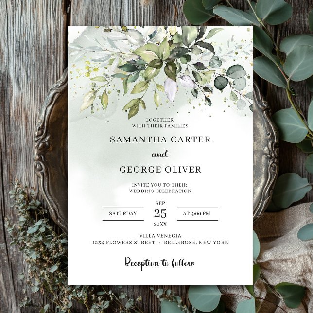 Greenery leaves boho eucalyptus personalzied invitation (Greenery leaves boho eucalyptus personalized invitation)