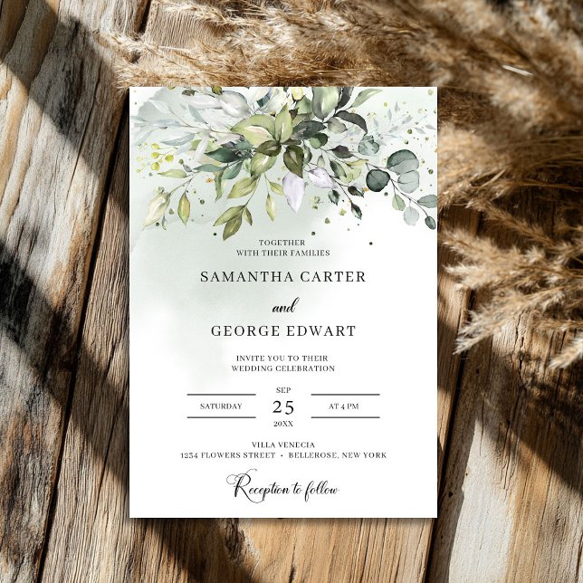 Greenery leaves boho eucalyptus personalzied invitation (Greenery leaves boho eucalyptus personalized invitation)