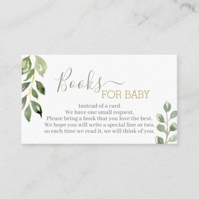 Greenery leaves bring a book enclosure card (Front)