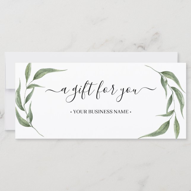 Greenery Leaves Business Gift Certificate (Front)