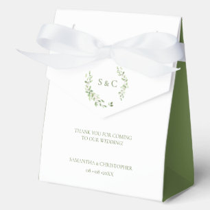 Greenery Leaves Elegant Monogram Custom Wedding Favour Box