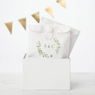 Greenery Leaves Elegant Monogram Wedding custom Favour Bag