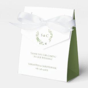 Greenery Leaves Elegant Monogram Wedding custom Favour Box