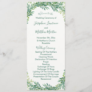 Greenery Leaves Foliage Wedding Programs