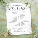 Greenery Leaves Script Wedding Schedule Timeline<br><div class="desc">This stylish greenery leaves wedding schedule timeline can be personalised with your wedding details in chic lettering. Designed by Thisisnotme©</div>