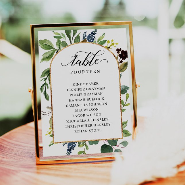 Greenery Leaves Table Number Seating Chart Cards (Creator Uploaded)