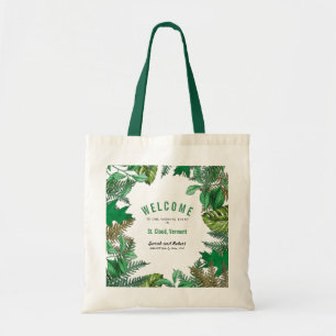 Greenery Leaves Weekend Wedding Event Welcome Tote Bag