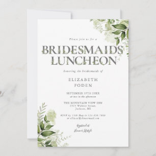 Greenery Letter Monogram Bridesmaids Luncheon Invitation