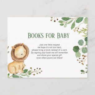 Greenery Lion Baby Books insert card