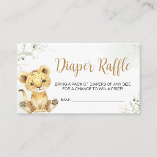 Greenery Lion Baby Shower Diaper Raffle Enclosure Card