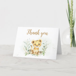 Greenery Lion Baby Shower  Thank You Card