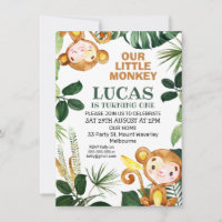 Greenery Little Monkey Boys Birthday