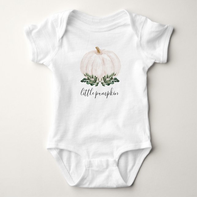 Greenery Little Pumpkin 1st Birthday Outfit Baby Bodysuit (Front)