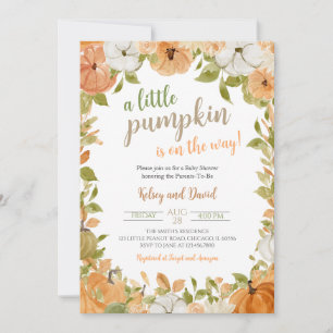 Greenery Little Pumpkin Baby Shower Invitation