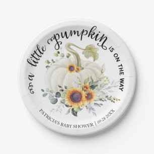 Greenery Little Pumpkin Fall Baby Shower Paper Plate