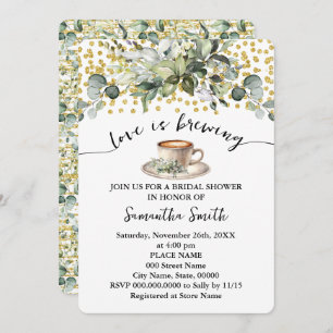 Greenery Love is Brewing Bridal Shower Coffee Bar Invitation