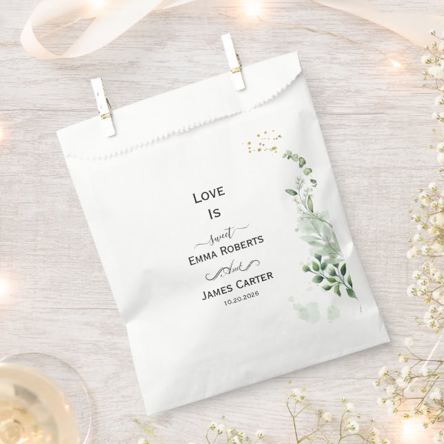 Greenery Love Is Sweet Favour Boxes Bag (Clipped)