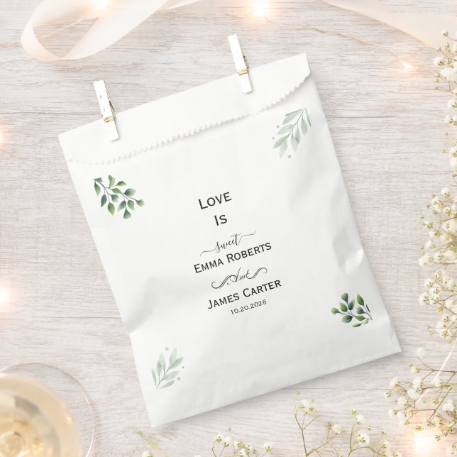 Greenery Love Is Sweet Favour Boxes Bag (Clipped)