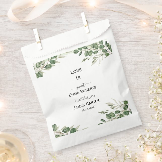 Greenery Love Is Sweet Favour Boxes Bag (Clipped)