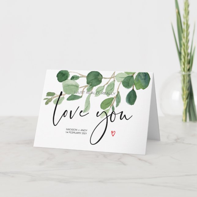 Greenery Love You Card for Future Husband Wife (Front)