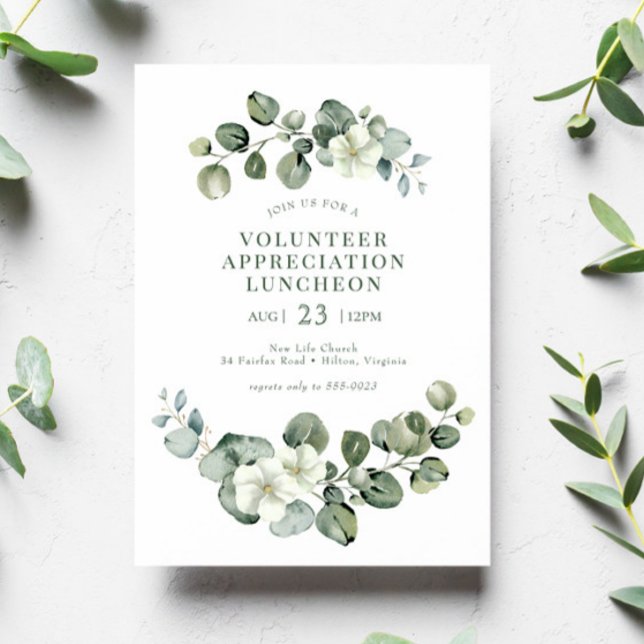 Greenery Luncheon Staff Volunteer Appreciation Invitation (Creator Uploaded)