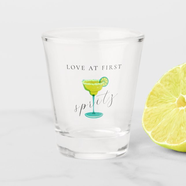 Greenery Margarita Lime Bridal Shower Shooters Shot Glass (Front)