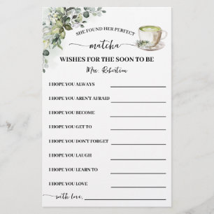 Greenery Matcha Wishes for the Soon to be Mrs Card