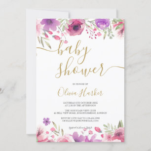 Greenery Meadow Flowers Baby Girl Shower/Sprinkle Invitation