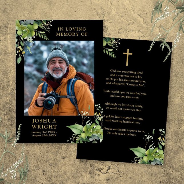 Greenery Memorial Funeral Prayer Photo Card (Greenery Memorial Funeral Prayer Photo Card)
