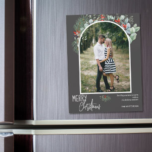 Greenery Merry Christmas Arch Photo Dark Grey