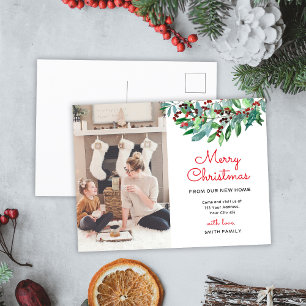 Greenery Merry Christmas Photo Announcement Postcard