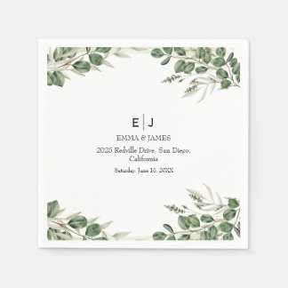 Greenery Minimal Chic Wedding Napkins